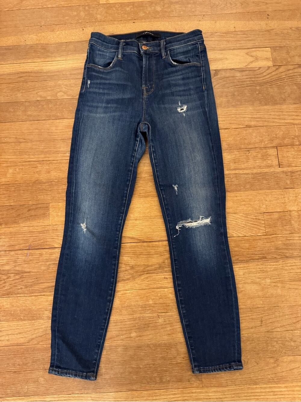 J Brand Women's Blue Distressed Ankle Skinny Jeans - Size 25
b63